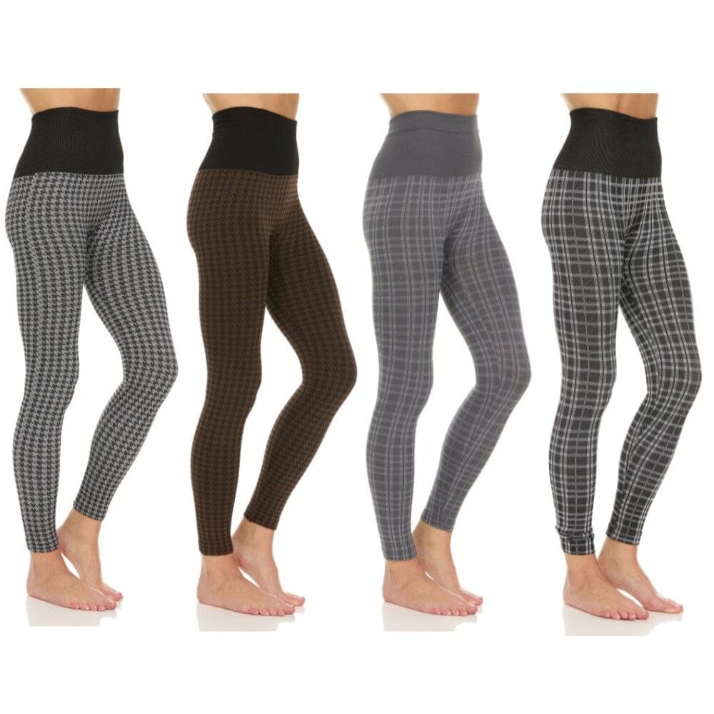 4-Pack: Women's Printed High-Waist Fleece Leggings